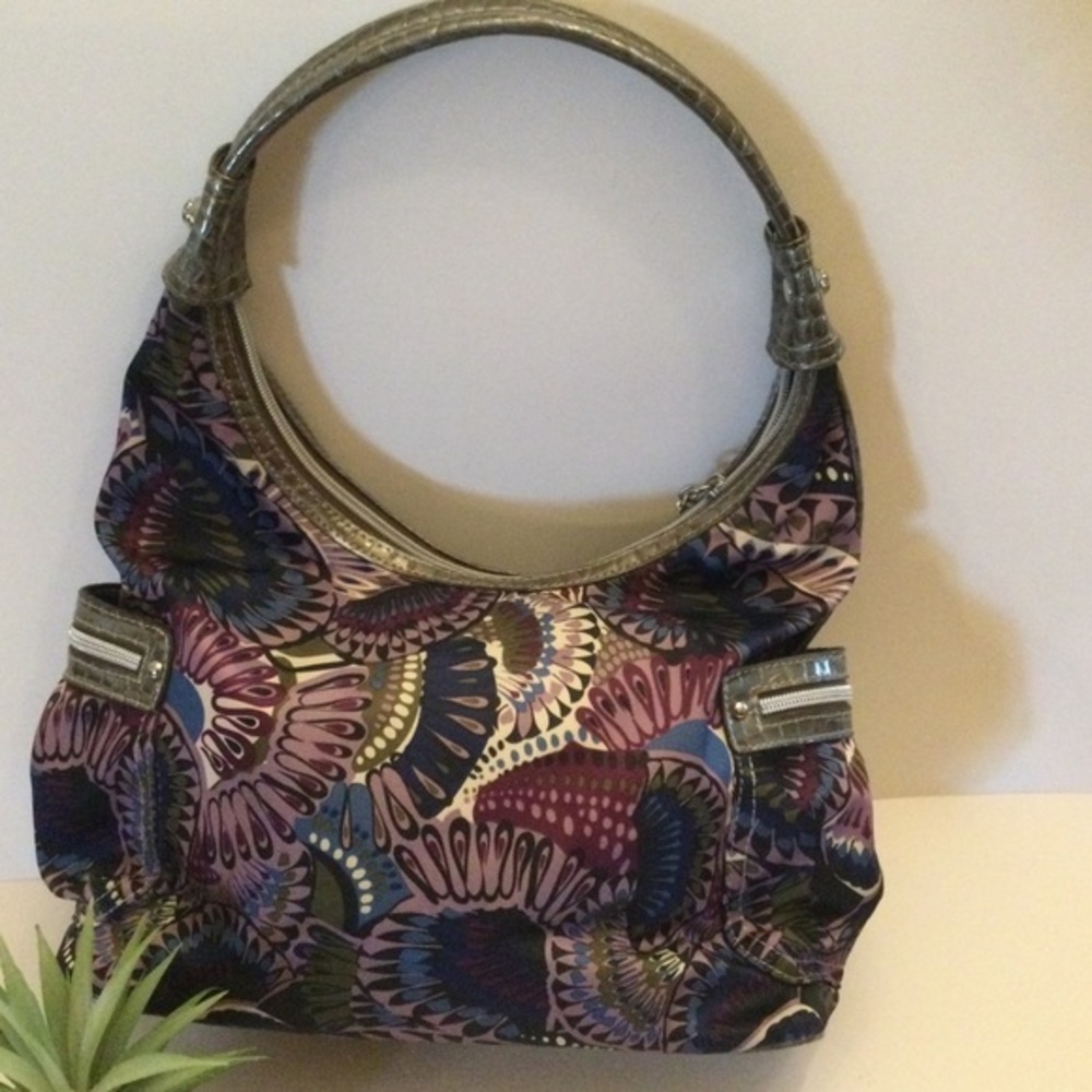 Kathy Van Zeeland Purple and Blue Shoulder Bag